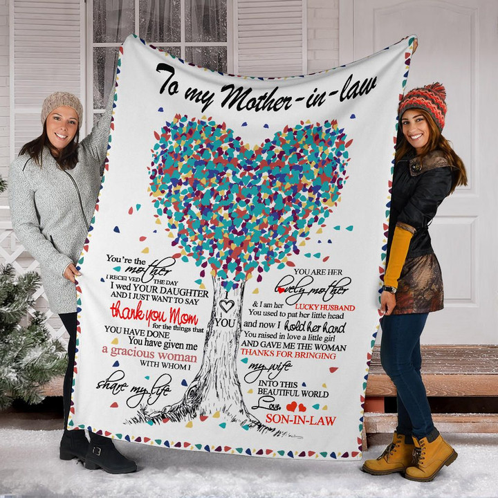 To My Mother In Law Fleece Blanket Love Heart Tree Blanket Design Gift For Mother In Law
