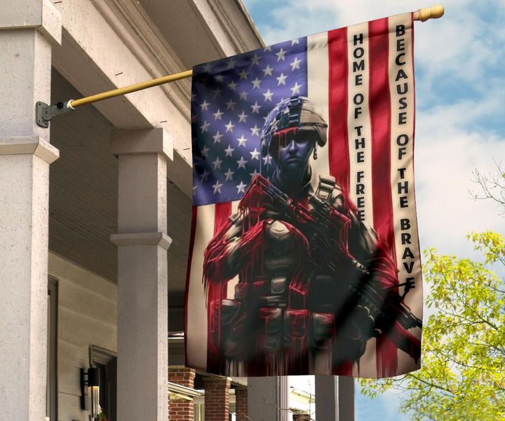 Standing American Soldier Home Of The Free U.S Flag For Decor Fourth Of July Military Honor