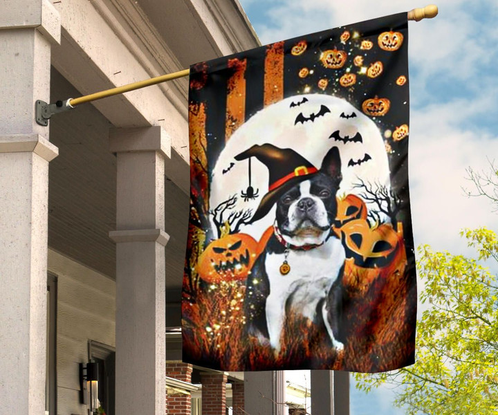 Boston Terrier Pumpkin Costume Halloween Flag For Wall Decor Boston Terrier Merchandise