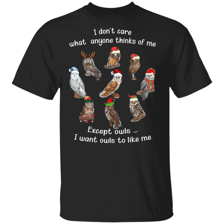 I Don't Care What Anyone Thinks Of Me Except Owls T-Shirt Funny Quotes Christmas Gift Ideas