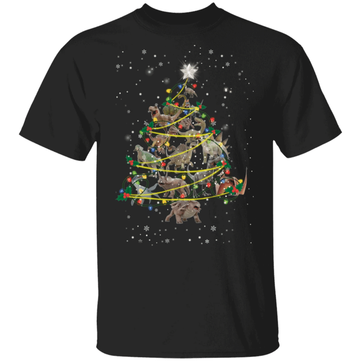 T-Rex Christmas Tree T-Shirt Funny Animal Snowflake Shirt Designs, Winter Gifts Sibling Gifts