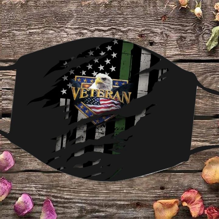 Eagle Veteran Logo American Flag 3D Cloth Face Mask Gift For Veterans Day Present For Family