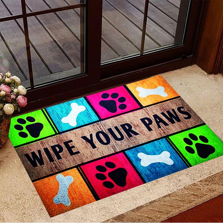 Wipe Your Paws Doormat Funny Paws And Dog Bones Welcome Mat New Home Gifts For Dog Owners