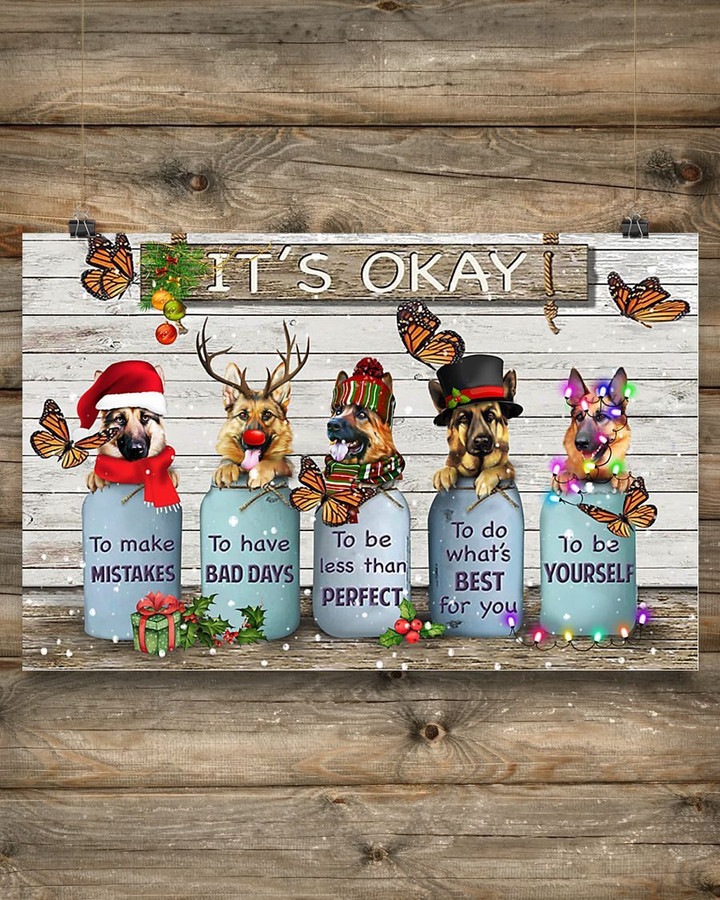 Butterfly & German Dog It's Okay Christmas Poster To Do What's Best For You Office Wall Decor