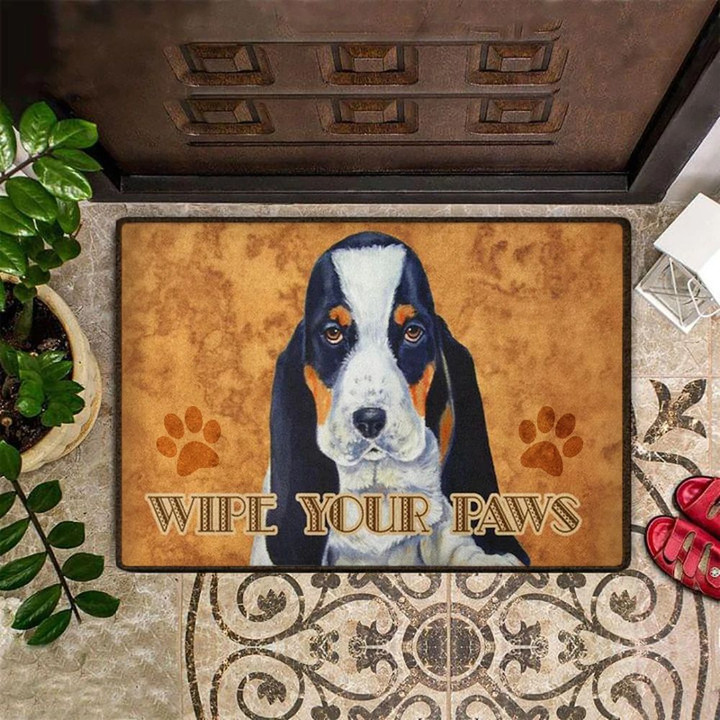 Wipe Your Paws Doormat Basset Hound Dog Cute Outdoor Welcome Mat For Dog Lovers Gift Idea