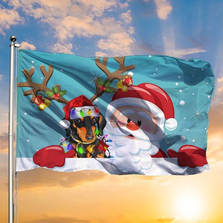 Dachshund Santa Claus Merry Christmas Flag Cute Christmas Room Decor Idea 2020