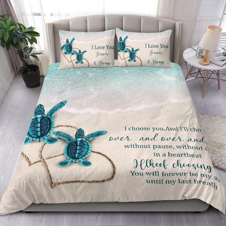 Turtle I Love You Forever And Always Duvet Cover Romantic Bedding Set Wedding Anniversary Gift