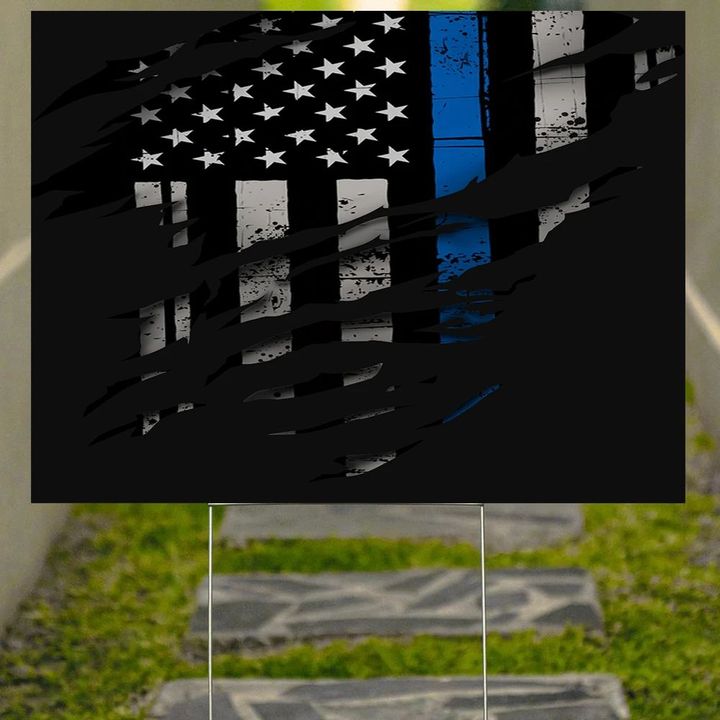 Thin Blue Line American Yard Sign Best Gifts For Police Officers Custom Yard Signs
