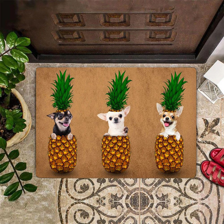 Chihuahua Pineapple Doormat Cute Doormat Outdoor Indoor Mat Chihuahua Dog Lovers