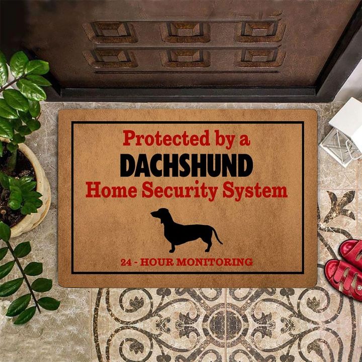 Dachshund Doormat Protected By Dachshund Home Security System Inside Outside Doormat