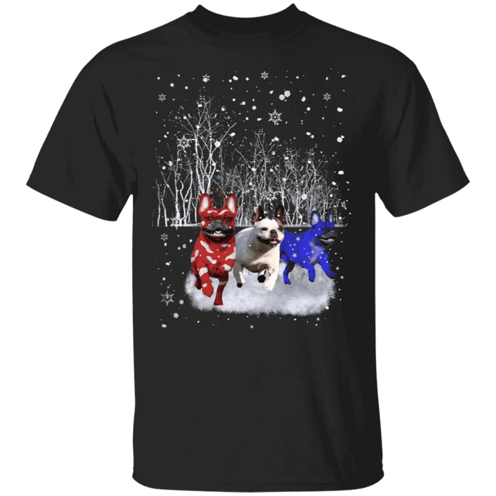 Frenchie American Flag T-Shirt Ugly Christmas Graphic Tees For Dog Lovers Winter Gifts