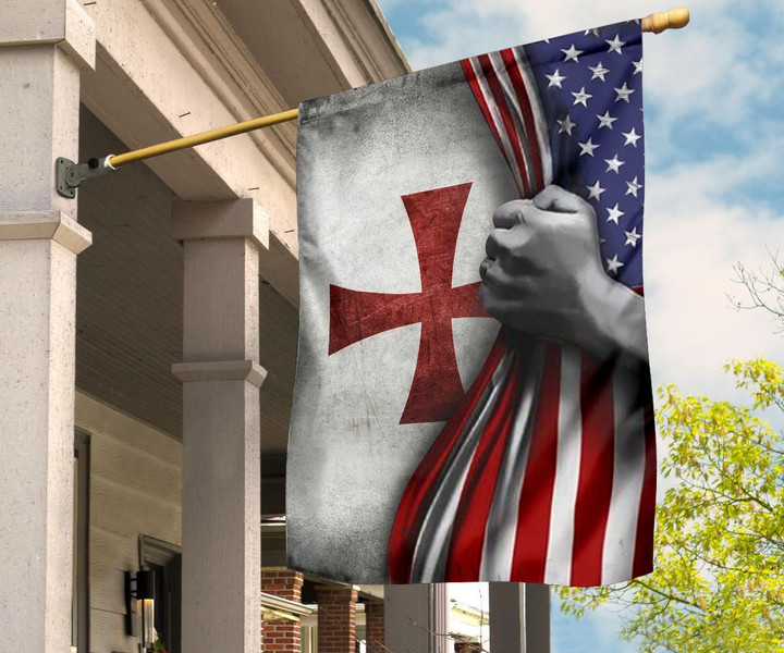 Crusader Flag Inside American Flag Fighting For The Faith Decor Outside Gifts