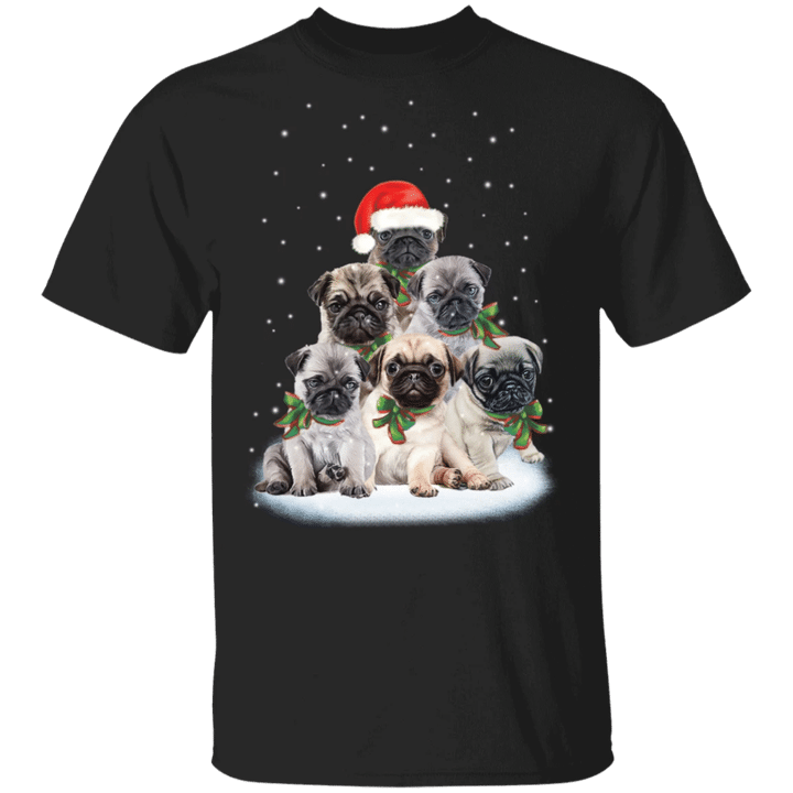 Pug Puppies Christmas T-Shirt Cute Dog Shirt Christmas Gift For Pug Lovers