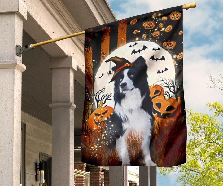 Border Collie Pumpkin Costume Halloween Holiday Flag Gift For Family Wall Indoor Room Decor