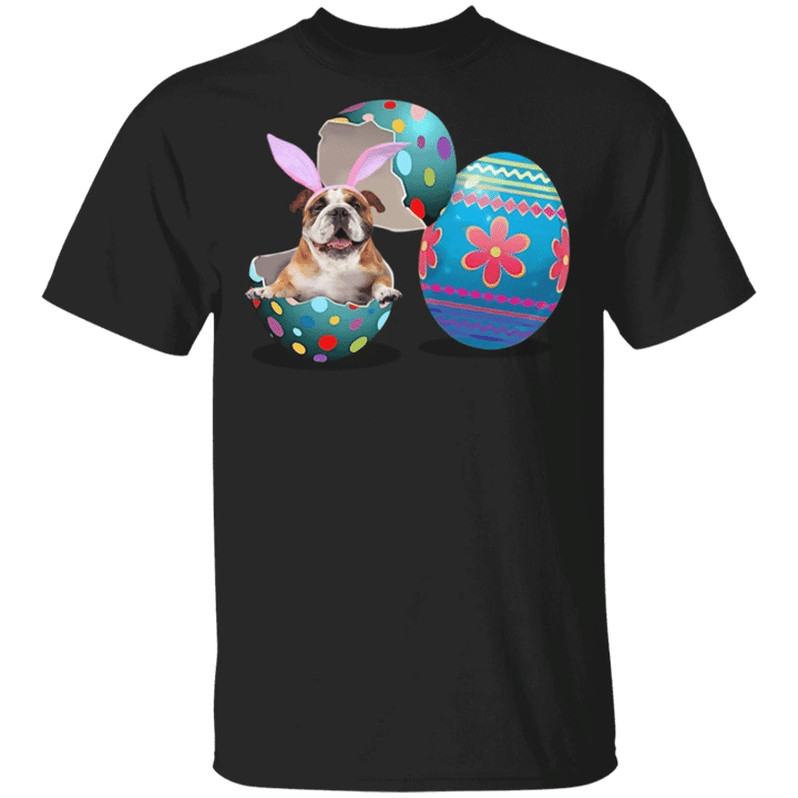 Bulldog Egg Easter T-Shirt Cute Dog Easter Graphic Shirt For Family Gift
