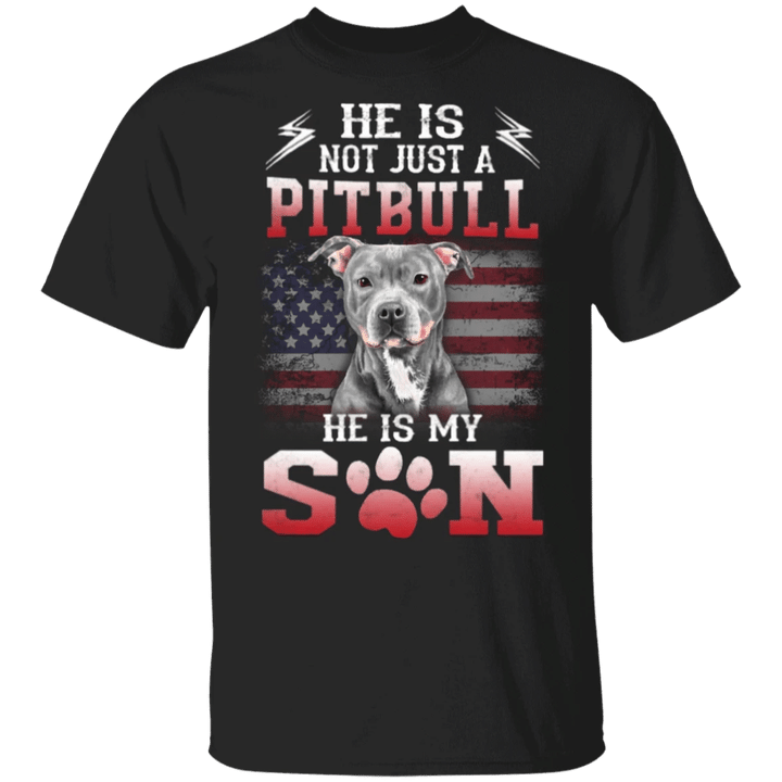 He Is Not Just A Pitbull He Is My Son T-Shirt American Flag Patriotic Shirt For Pitbull Lover