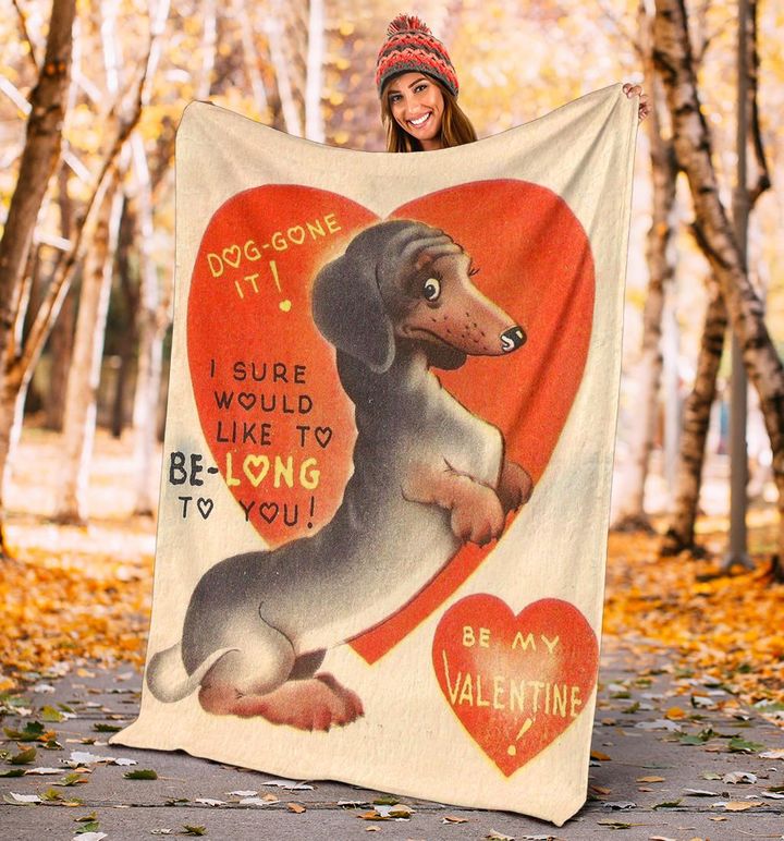 Dachshund Be My Valentine Fleece Blanket Valentine's Day Blanket Valentine Gift For Her Wife
