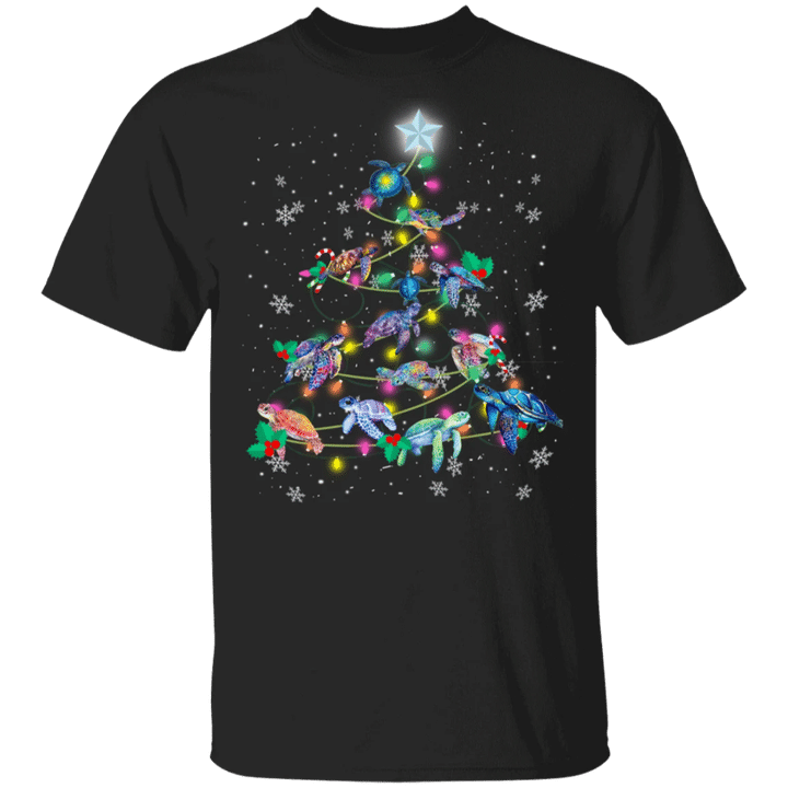 Turtles Christmas Tree T-Shirt Cute Animal Snowflake Xmas Designs Gifts For Turtle Lovers