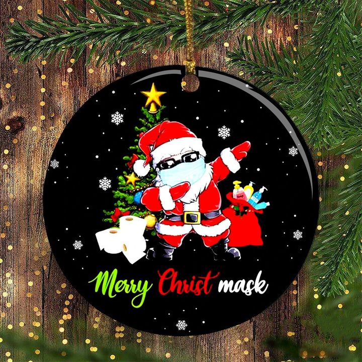 Santa Wearing A Mask Ornament Merry Christ Mask Funny 2020 Quarantine Ornament