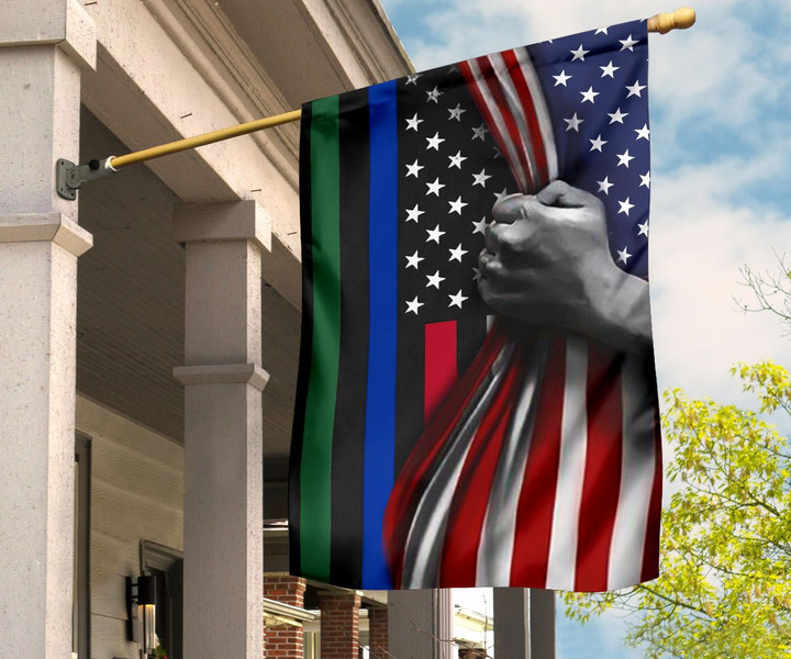 Thin Red Blue Green Line Inside States Flag Support Police Firefighter Military Memorial Gift