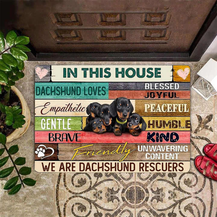 In This House We Are Dachshund Rescuers Doormat Cute Door Mat Hobby Lobby Door Mat