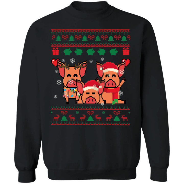 Pig Santa Merry Christmas Sweater Happy Holiday Farm Animals Sweatshirt Xmas Unisex Clothes