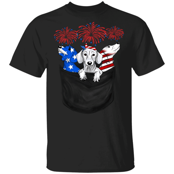 Dachshund USA American Flag Inside Pocket T-Shirt 4th Of July Shirts Patriotic Gifts