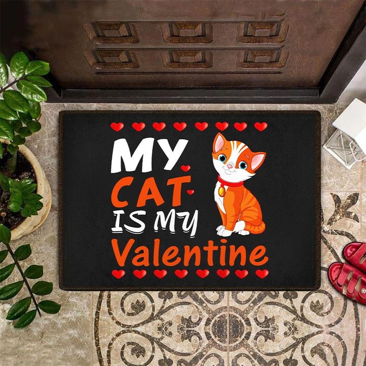 Valentine Doormat My Cat Is My Valentine Cute Doormat Valentines Day Cat Lover Gift Idea