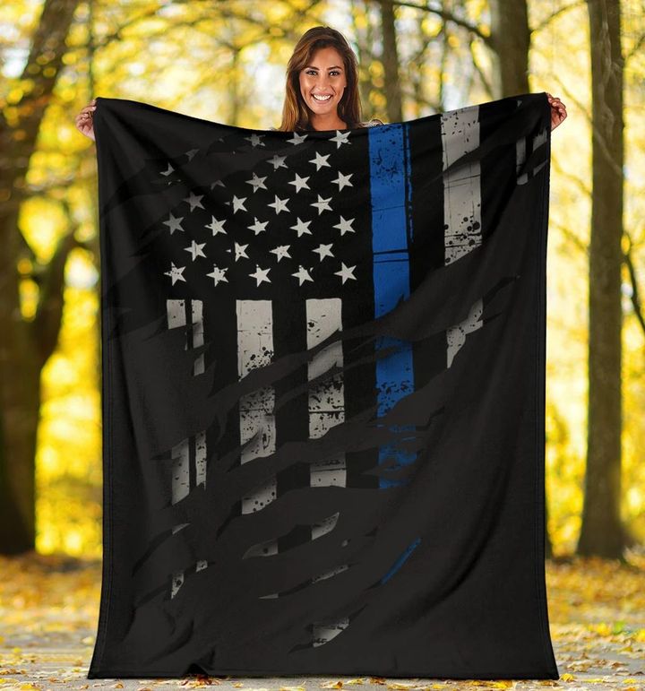 Thin Blue Line American Flag Blanket Honoring Law Enforcement Gifts For Family Friends