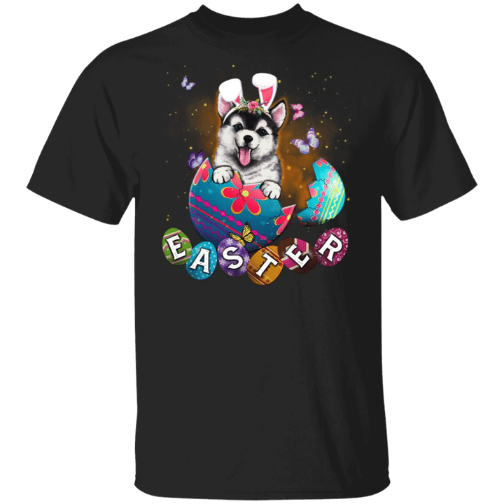 Husky In Egg Easter T-Shirt Funny Cute Easter Shirt For Husky Dog Lovers Gift Idea