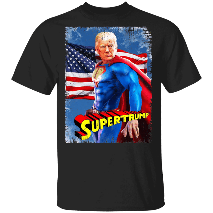 Super Trump Meme T-Shirt Trump Blue American Flag For Patriotic Shirt Trump Merch For Voters