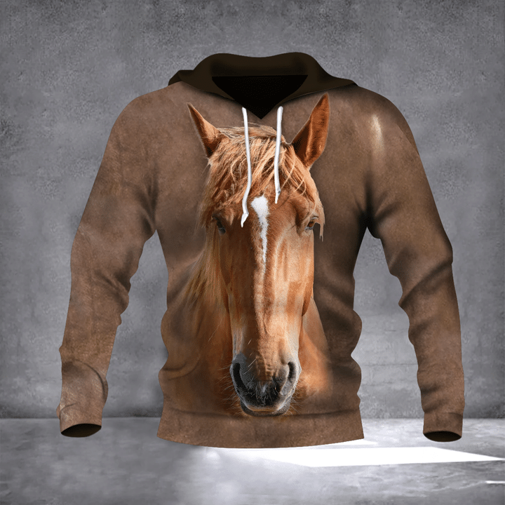 Horse Hoodie 3D All Over Printing Face Horse Hoodie Gift For Cold Weather