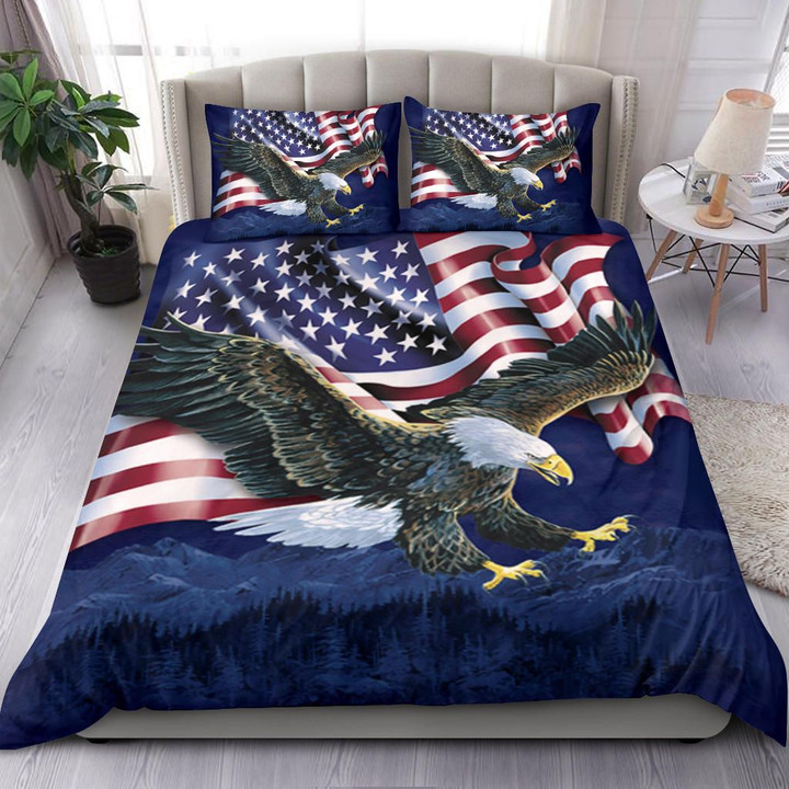 American Flag Eagle Patriotic USA Bedding Set Patriotic Comforter Housewarming Gifts For Couple