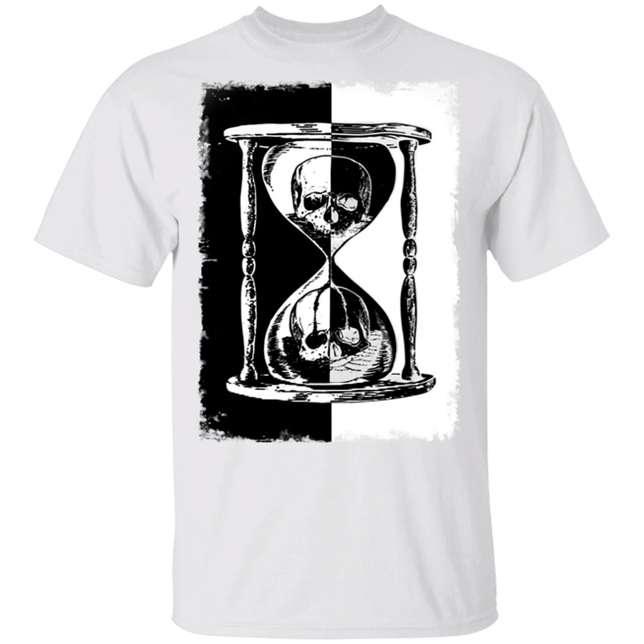Unus Annus Logo Unisex T-Shirt Skull With Hourglass Black And White Great Gift Ideas