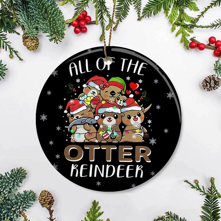 Otter Christmas Tree Ornament Adorable Otter Reindeer Ornament For Christmas Party Decoration