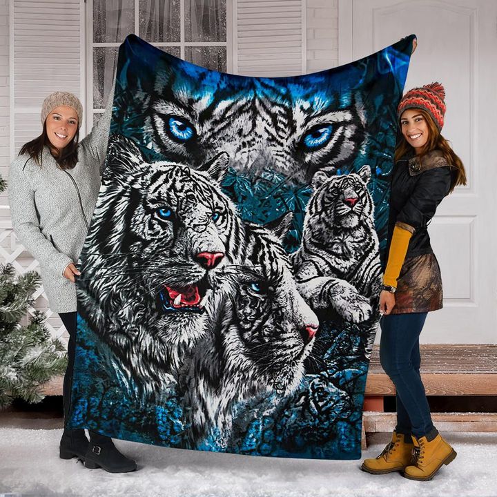 White Tiger Fleece Blanket Awesome Tiger King Of Animals Anniversary Gifts For Tiger Lovers