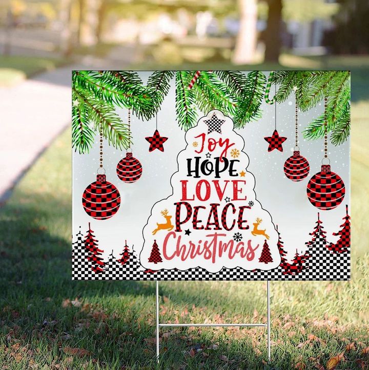 Joy Hope Love Peace Christmas Yard Sign Christmas Peace Sign outdoor Xmas Decorating Idea 2020