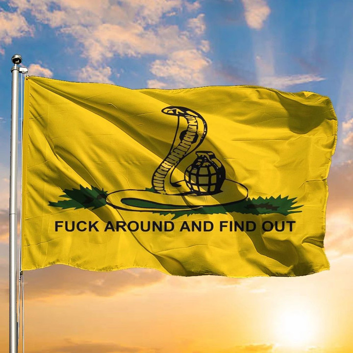 Fuck Around And Find Out Flag Don't Tread On Me Gadsden Flag Decorative For Wall Indoor Outdoor