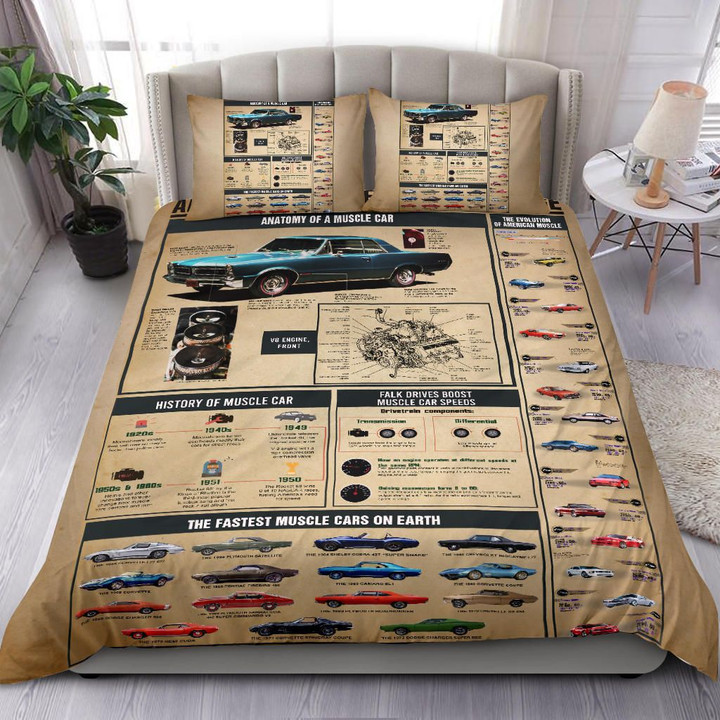 American Muscle Car Knowledge Bedding Set Gift For Car Lover