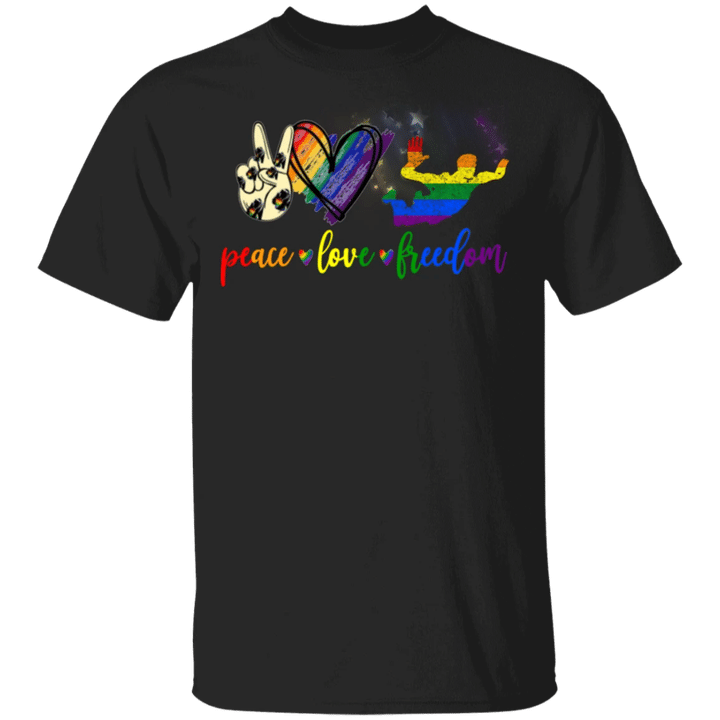 Peace Love Freedom LGBT T-Shirt Rainbow Pride Shirt