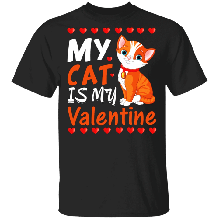 My Cat Is My Valentine Shirt Cute Cat Graphic Tee Valentine Day Gift For Girls