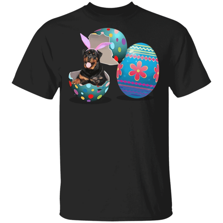 Rottweiler Egg Easter T-Shirt Funny Dog Easter Graphic Tee For Men Women