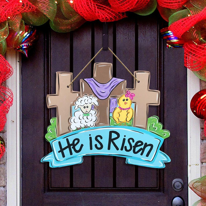 Easter Cross Door Hanger - Lamb Door Hanger - Chick Dior Hanger - Easter Door Decor