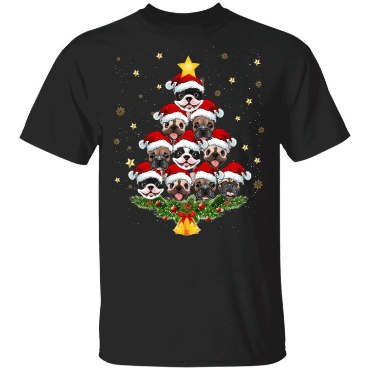 Frenchie Bulldog Christmas Tree T-Shirt Pretty Gift For Dog Lovers