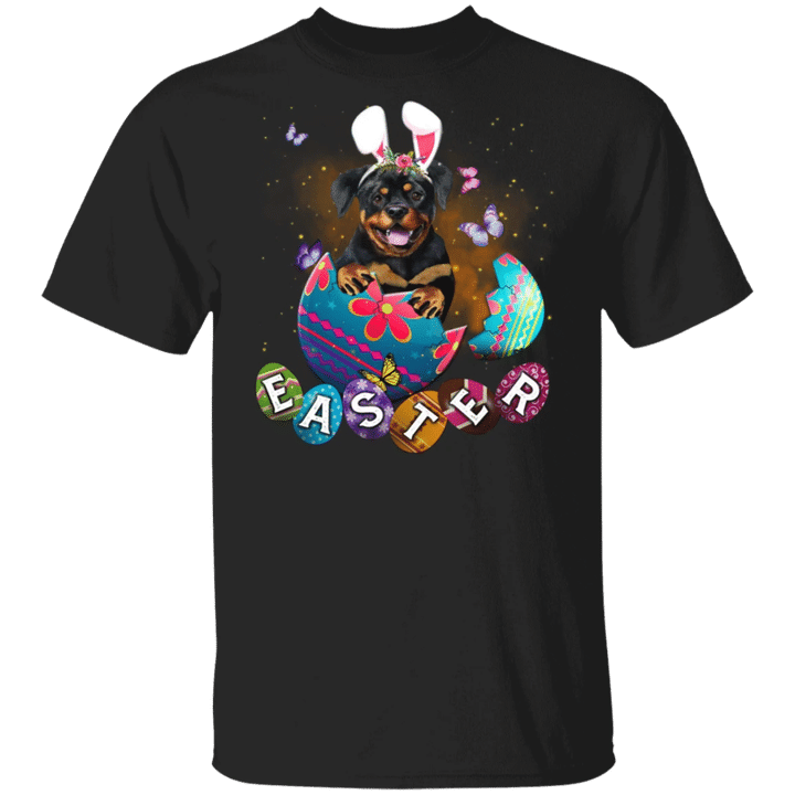 Rottweiler In Egg Easter Shirt Dog Graphic Tee Easter Clothing For Adult Gift For Him