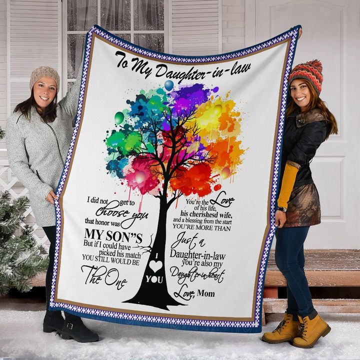 To My Daughter In Law Fleece Blanket Love Mom Blanket Colorful Tree Gift For Daughter In Law