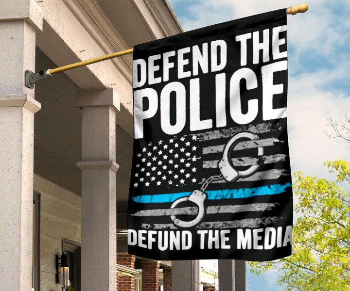 Defend The Police Defund The Media Flag TBl Back The The Blue Honor Police Lawn Enforcement
