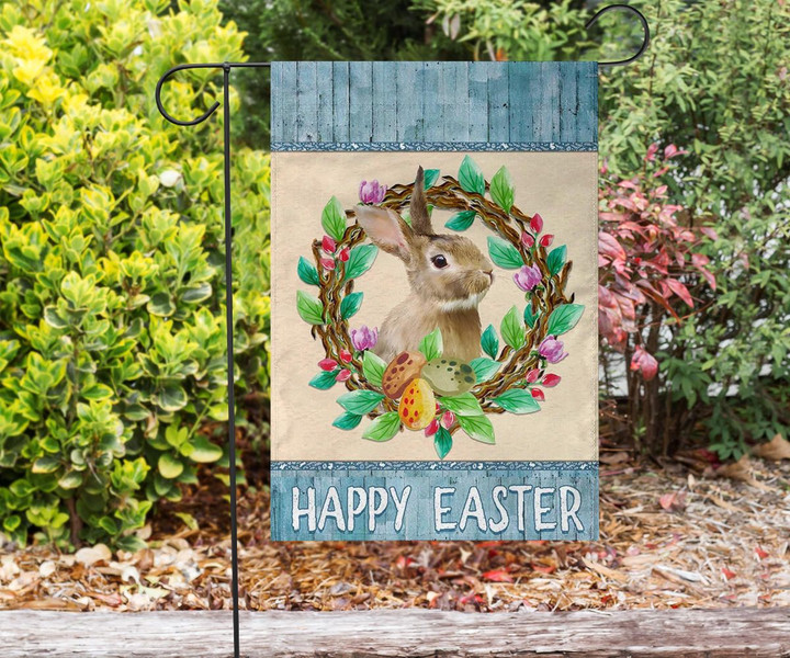 Bunny Happy Easter Banner Easter Flag For Yard Decoration Outdoor Insurrection Day