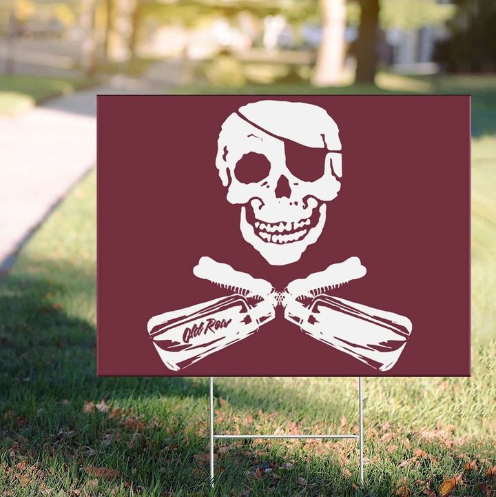 Old Row Maroon Jolly Roger Mississippi State Pirate Yard Sign For Metal Outdoor Wall Art Decor