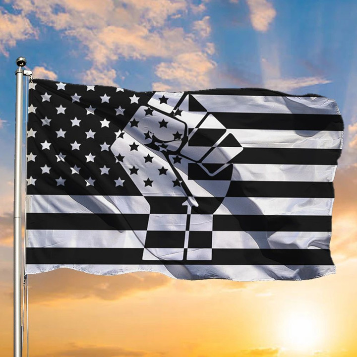 All Black American Flag Raised Fist Blacked Out American Flag Black Power Outdoor Indoor Decor
